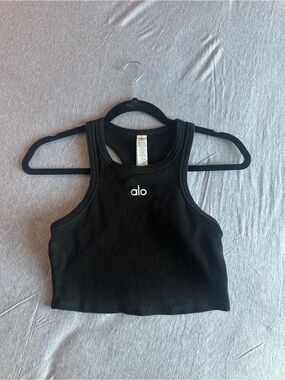 ALO Yoga Black Ribbed Racerback Tank